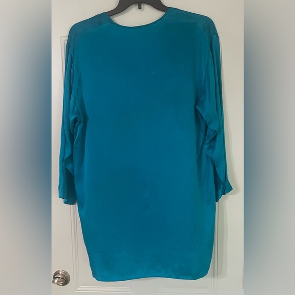 Vintage Victorias Secret Gold Label Silk Emerald Green Kimono Nightgown Size M/L - Picture 2 of 6